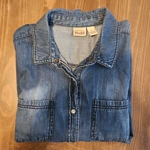 Vintage Mudd Destressed Denim Jacket Size Large Jean Jacket Snap Buttons Blue